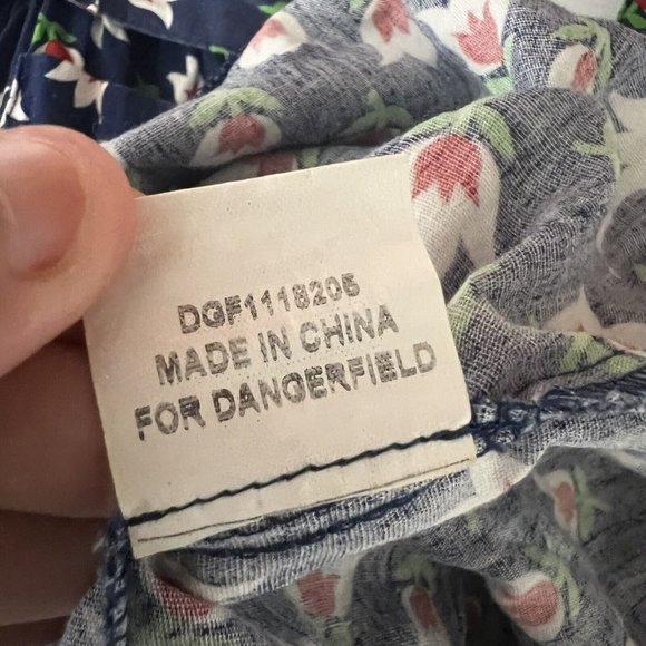 Dangerfield Princess Highway Dress Floral Navy Blue Tie Waist Cotton Size 8 - Picture 10 of 12